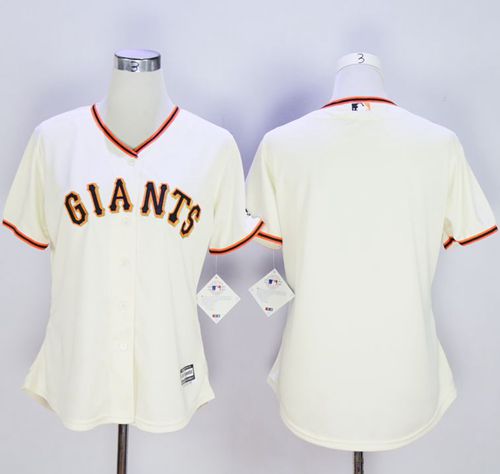 Giants Blank Cream Women's Home Stitched MLB Jersey - Click Image to Close